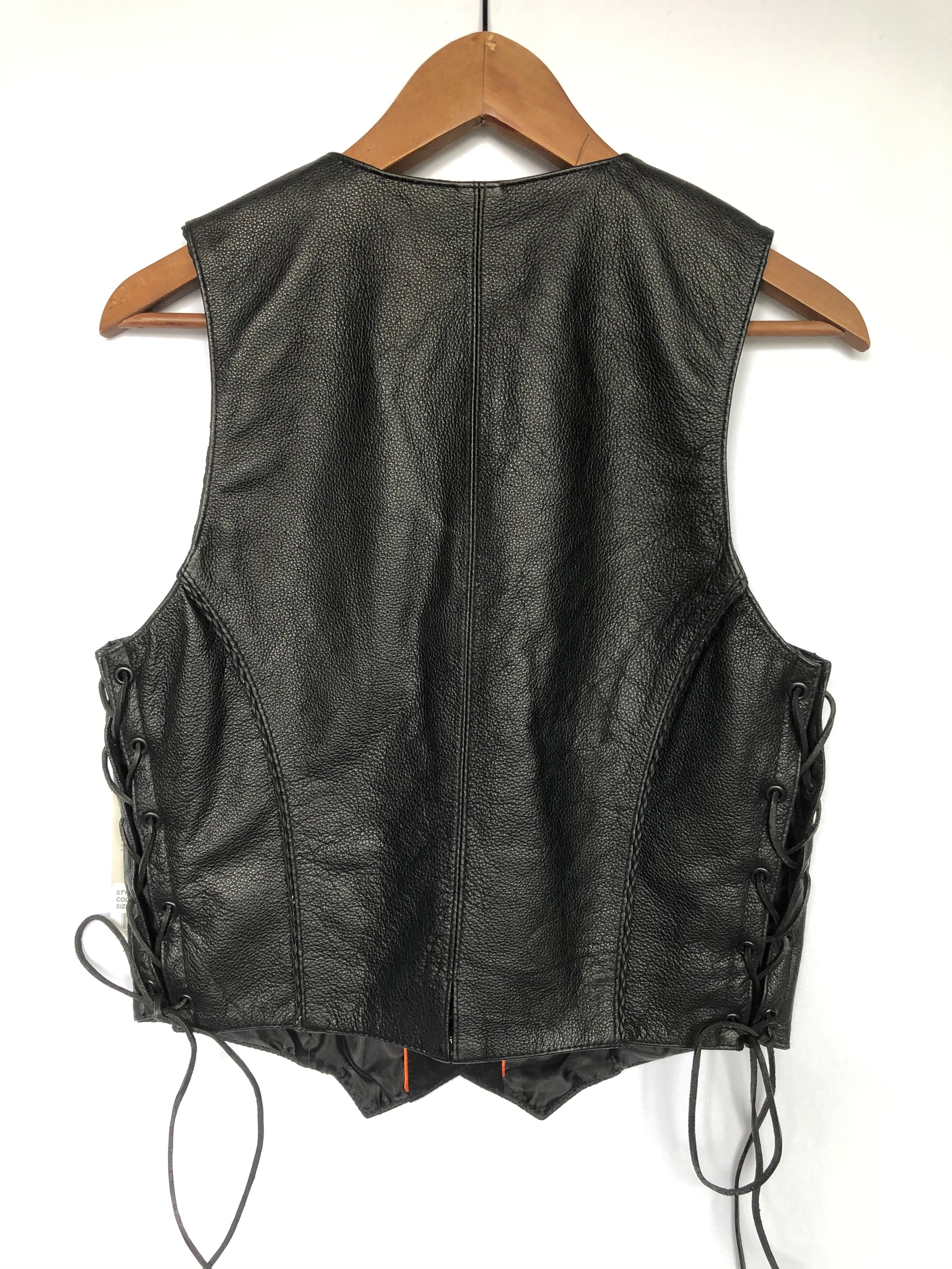 TBV Women's Leather Western Braided Vest