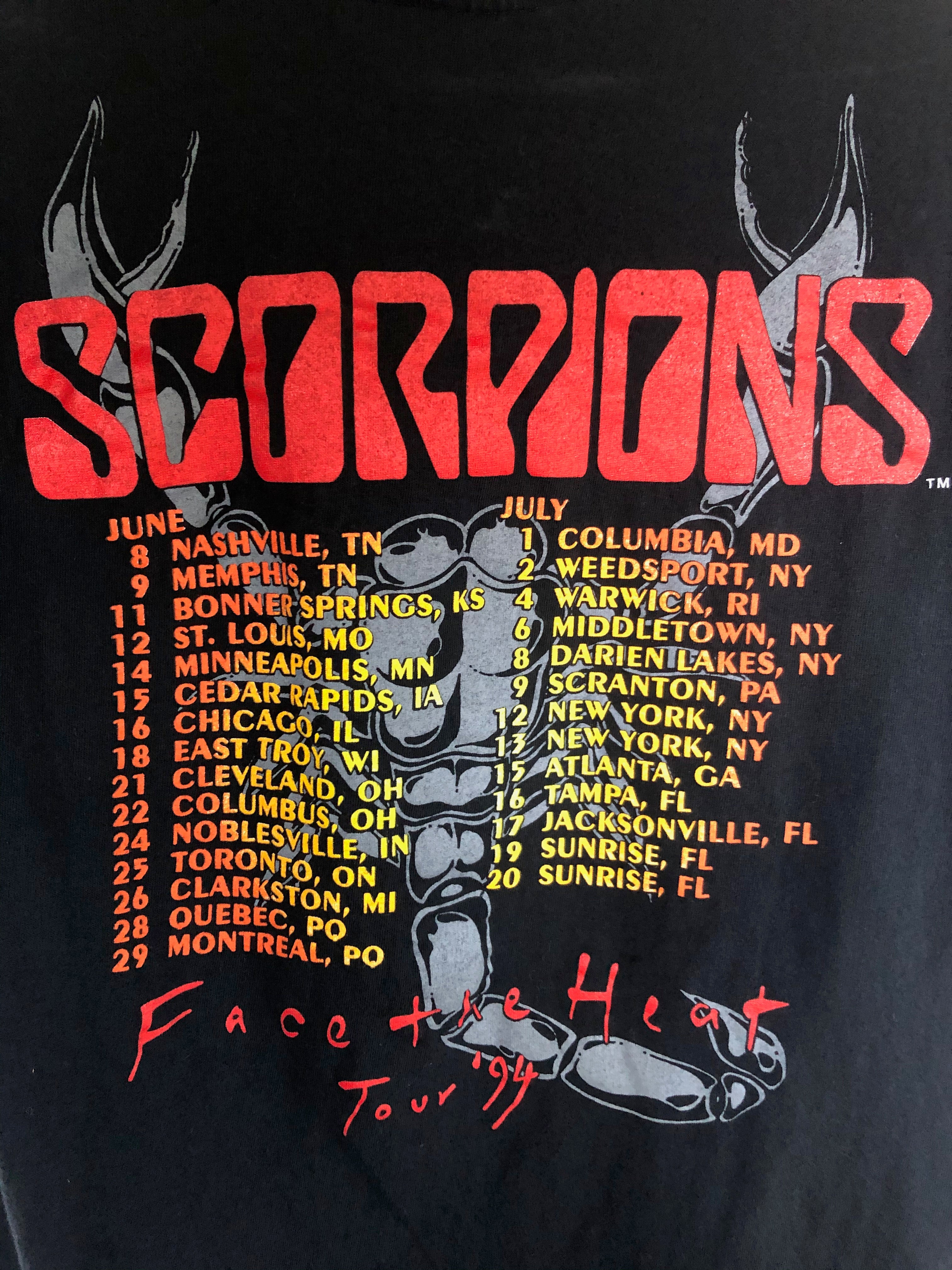 Authentic Scorpions Tour Tee- Face The Heat Tour ‘94