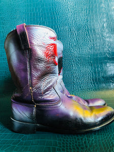Custom Painted Ariat Pull Up Western Roper Boots (M) 11