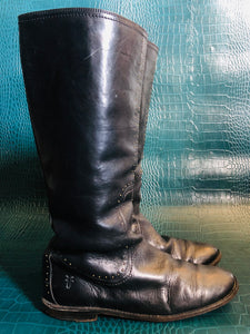 Frye Studded Black Leather Riding Boots Women's 8.5 – The Bowery Vault