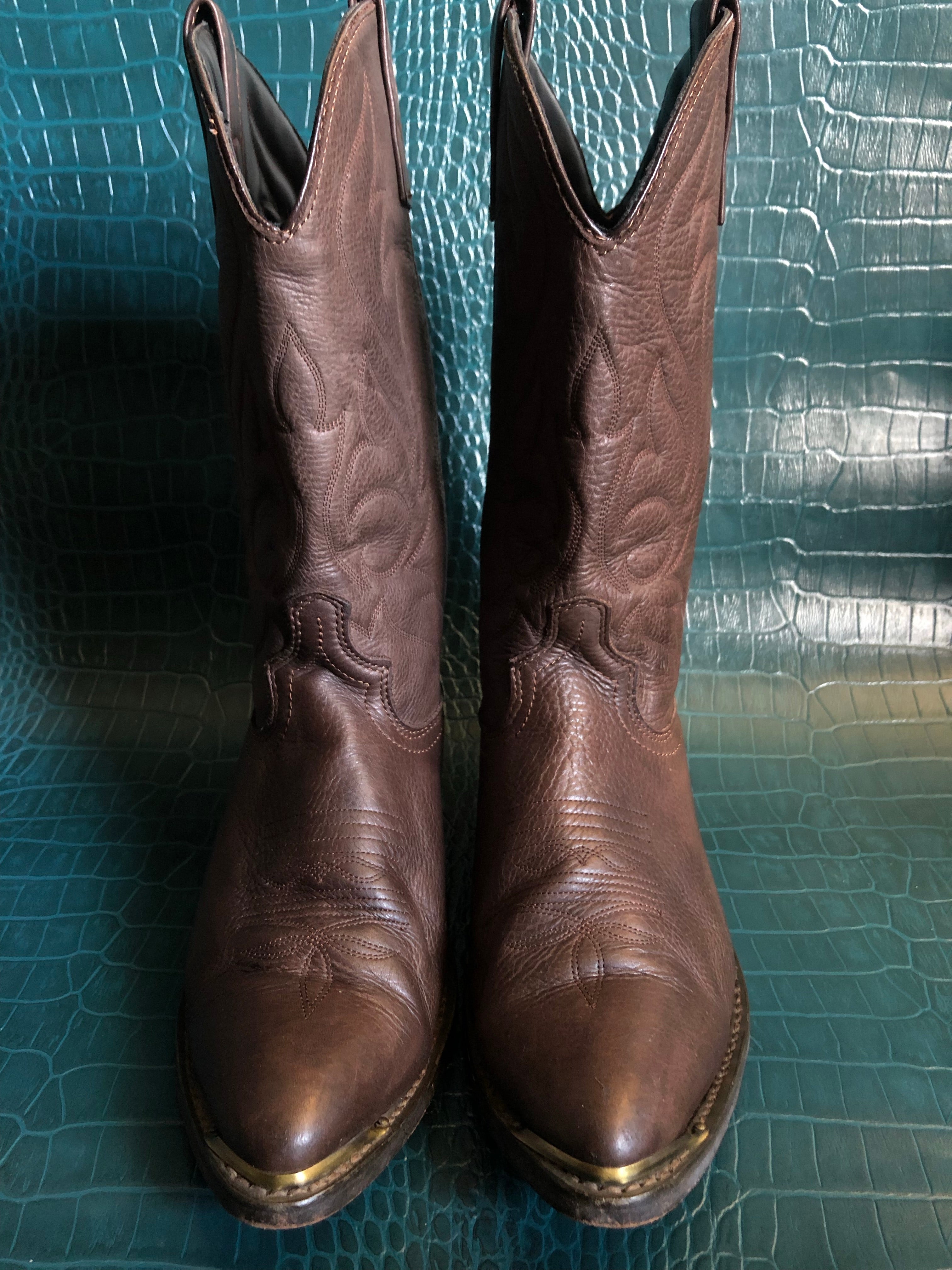 Brown Leather Western Cowboy Boots (M) 8.5 (W) 10.5