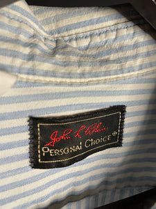 Vintage John L  Blair Pinstripe Oxford Casual Distressed Shirt