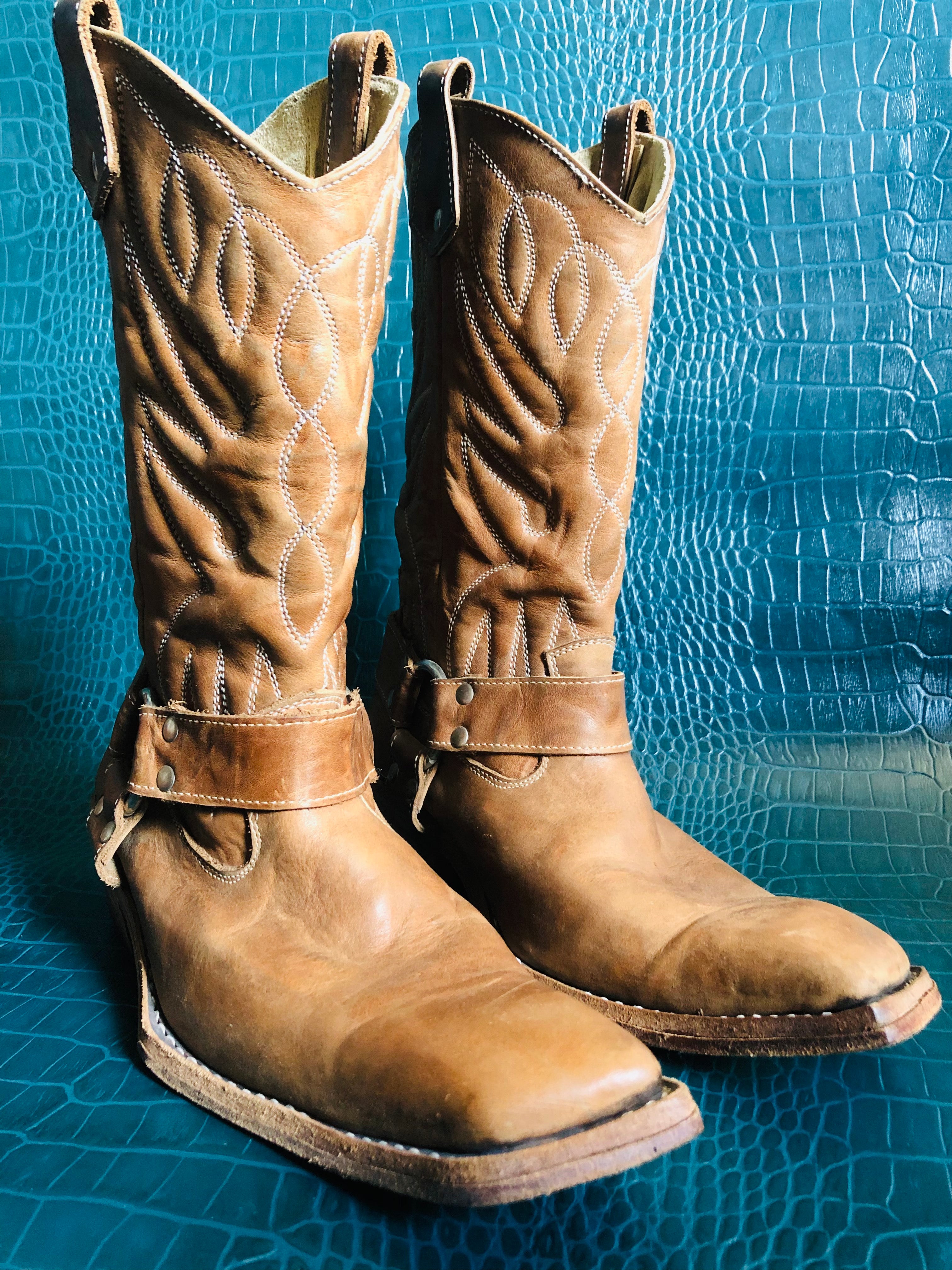 Custom  Men’s Leather Cowboy Boots Slant Toe 7.5 (M)